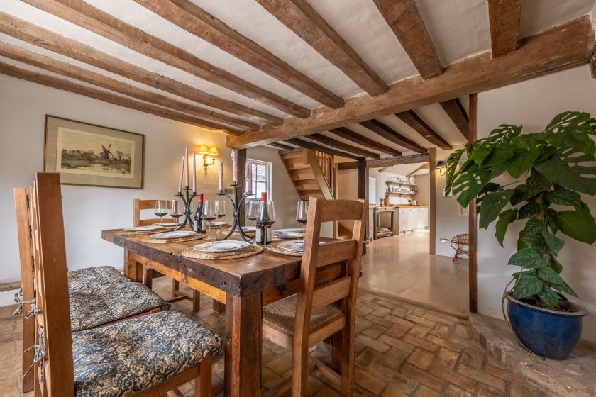 Dining Area with Beautiful Beamed Ceiling