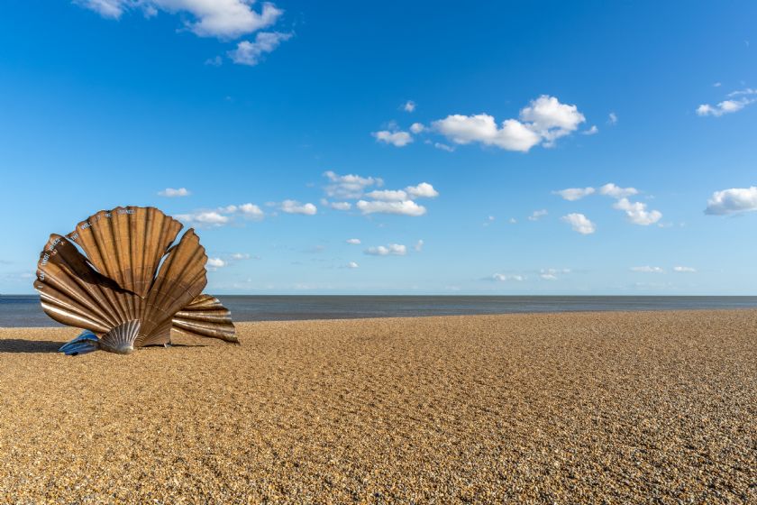 Scallop sculpture on beach (Aldeburgh beach)
