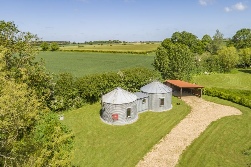 Another angle of the silo buildings with covered area